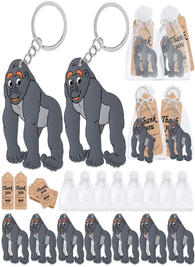 CiciBear 60 Pack Gorilla Party Decorations for Guests, 20 Keychains, 20 Tags and 20 Gift Bags for Jungle Safari Animal Themed Party, Baby Shower, School Party, Zoo Kids Birthday - Image 1